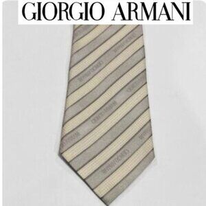 Giorgio Armani SILK TIE Gray and Cream Striped Tie